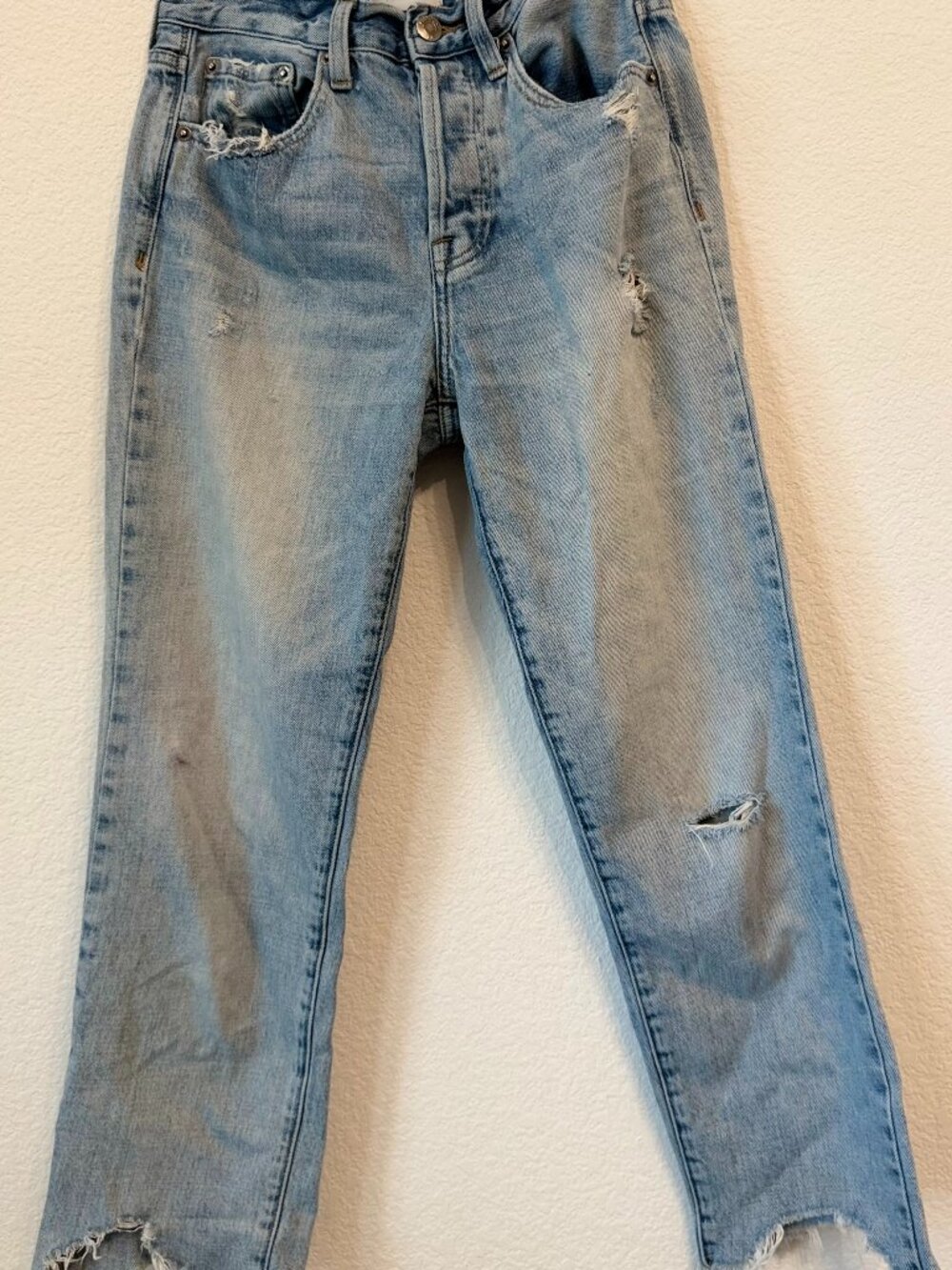 PISTOLA Jeans Size 25 Light Wash Distressed Straight Leg Raw Hem